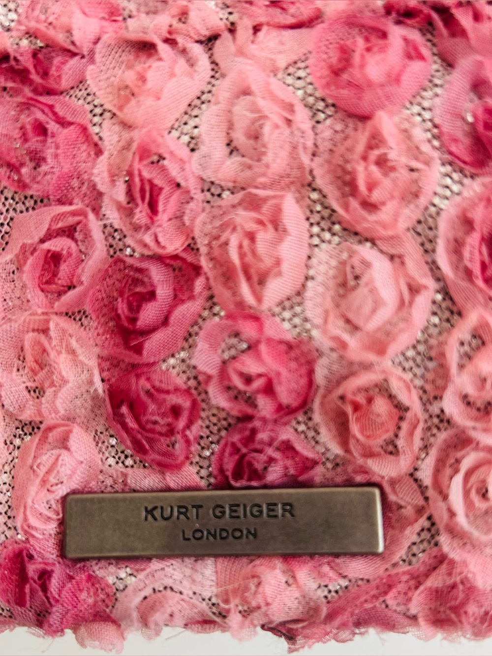 Kurt Geiger the Kensington Pink Rose-Appliqué Chain Shoulder Bag - Picture 14 of 16